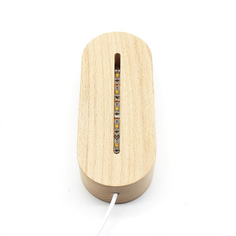 Solid Wood Luminous Base 3D Acrylic Led Small Night Lamp Base Creative DIY Bedroom Wood crafts