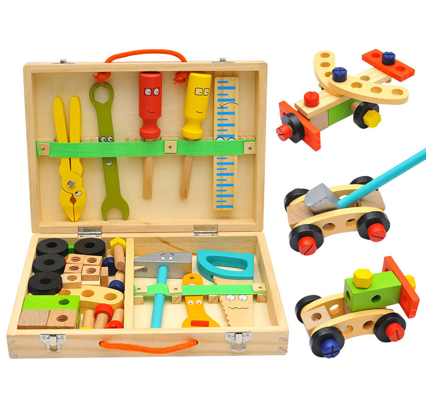 Wooden Children &#039;S Simulation Repair Toolbox Educational Parent-Child Play House Repair And Disassembly Combination Luban Tool Toy