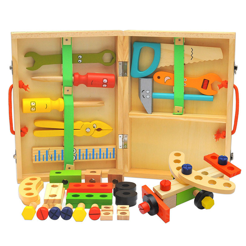 Wooden Children &#039;S Simulation Repair Toolbox Educational Parent-Child Play House Repair And Disassembly Combination Luban Tool Toy