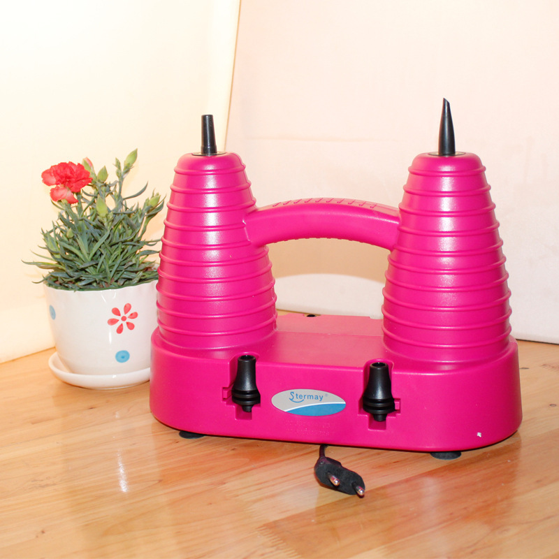 Double Hole Electric Tire Pump Long round Balloon Professional Inflating Tool HT-509