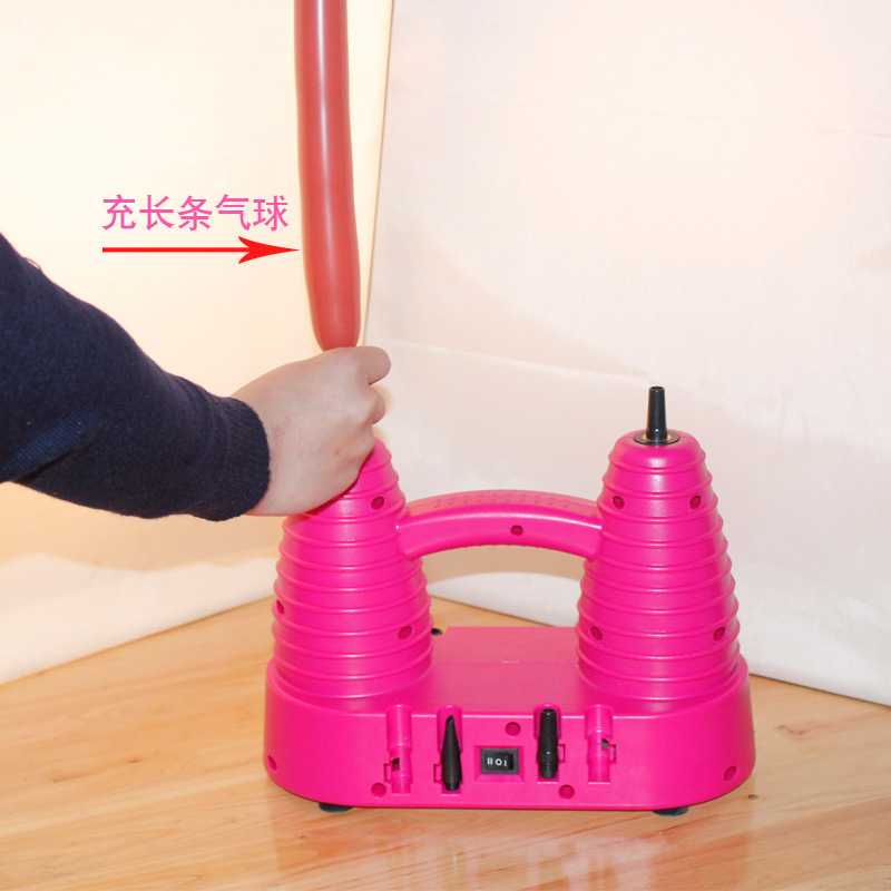 Double Hole Electric Tire Pump Long round Balloon Professional Inflating Tool HT-509
