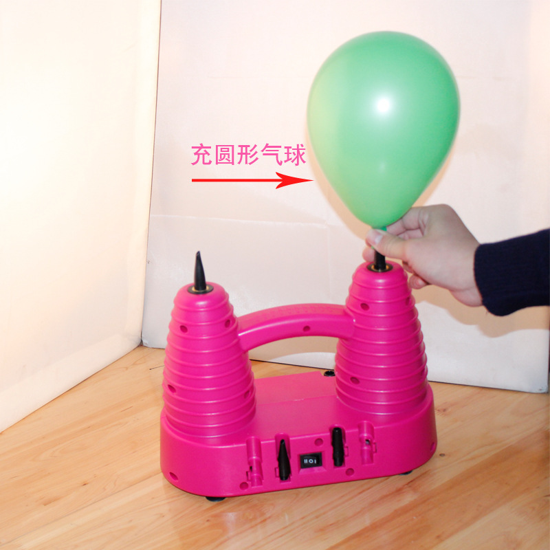Double Hole Electric Tire Pump Long round Balloon Professional Inflating Tool HT-509