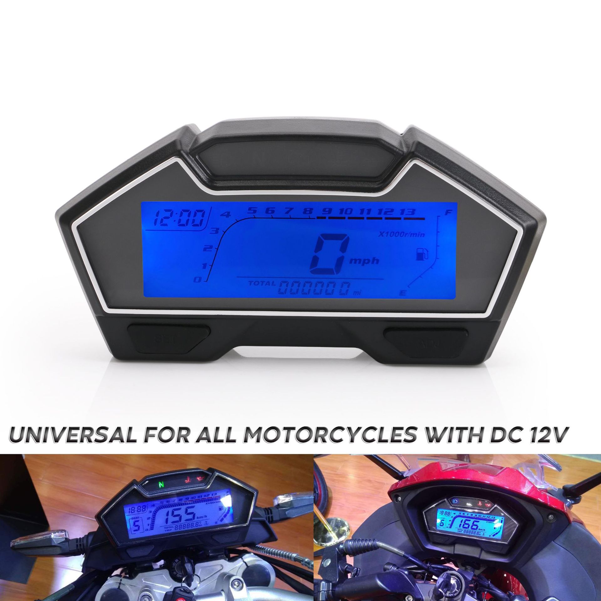 Hot Selling Modification Accessories Universal LCD Motorcycle Speedometer Odometer Speed Fuel Meter DIY Speedometer