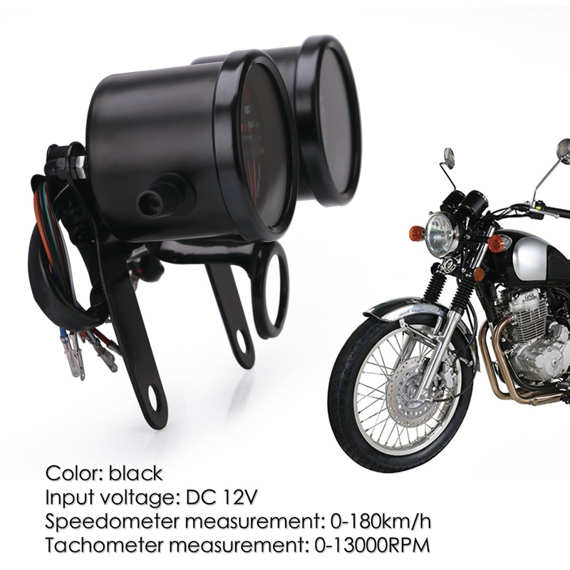 Motorcycle Speed Measuring Odometer Universal 0 ~ 160kmH 13000 Rmin LED Backlight Tachometer Meter