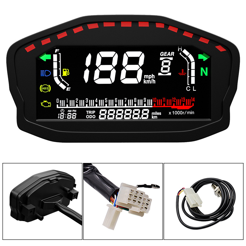 Motorcycle LCD Color Screen Odometer Tachometer Modified LCD Digital Meter Speed Water Temperature ABS Oil Meter