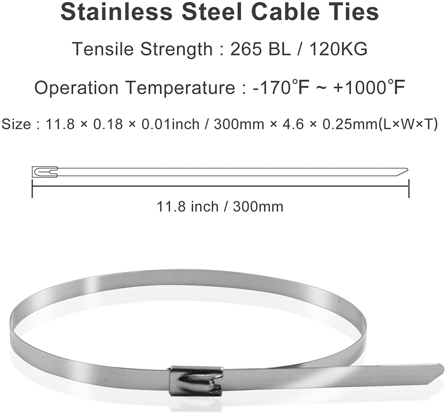 Metal Cable Zipper Tape, 304 Stainless Steel Exhaust Pipe Wrap, Multi-Functional Heavy-Duty Self-Locking Cable Tie