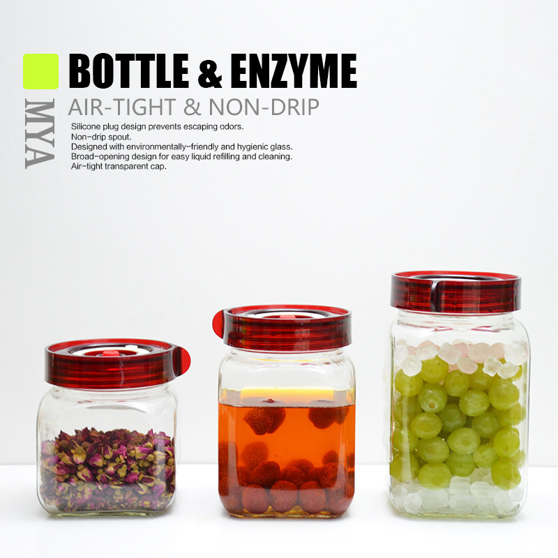Glass Sealed Can Diamond Square Enzyme Cans and Bottles Vacuum Exhaust Tea Candy Box Kitchen Supplies Manufacturer