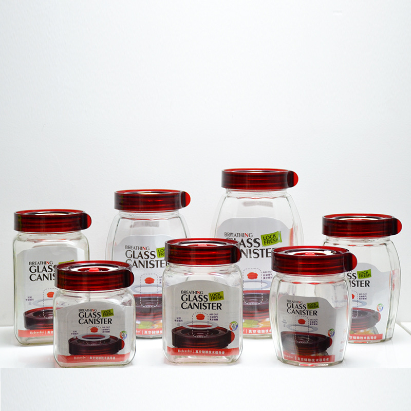 Glass Sealed Can Diamond Square Enzyme Cans and Bottles Vacuum Exhaust Tea Candy Box Kitchen Supplies Manufacturer