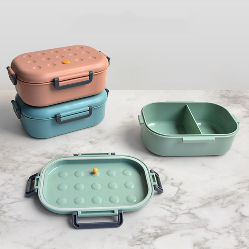 Fresh lunch box PP fall-proof student lunch box Silicone exhaust plug compartment separation tupperware lovers bento box