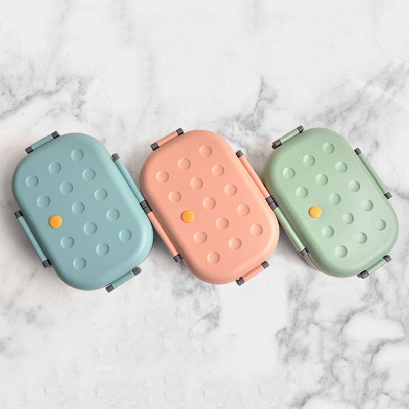 Fresh lunch box PP fall-proof student lunch box Silicone exhaust plug compartment separation tupperware lovers bento box