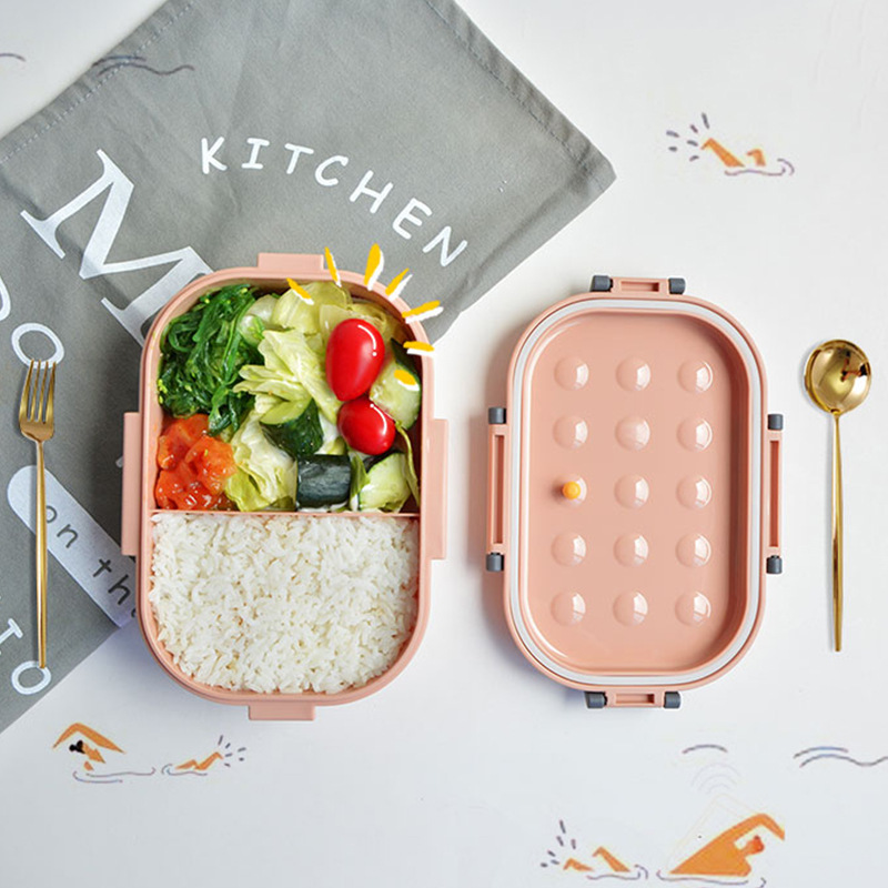 Fresh lunch box PP fall-proof student lunch box Silicone exhaust plug compartment separation tupperware lovers bento box