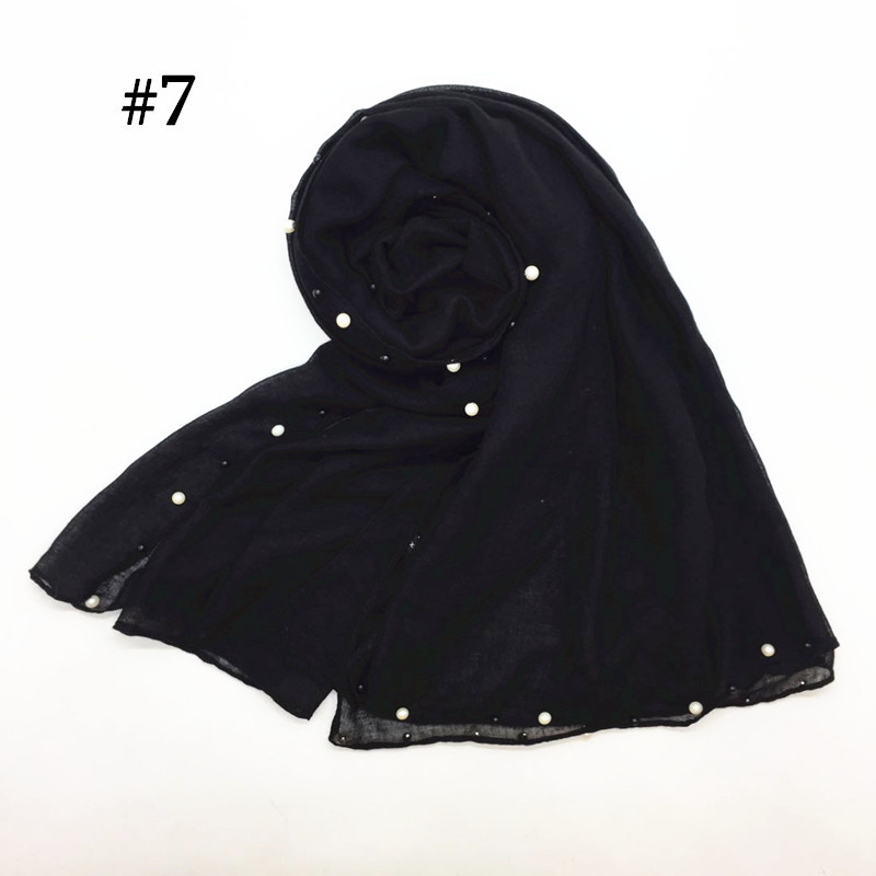 New Pearl Edges Scarf Hijab Solid Colours Shawl Fashion Women Scarves Cotton Shawls brand Wrap Soft Muffler 16 colors 