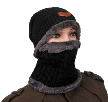 Korean version of ear protector men&#039;s knitted hat with velvety and thickened woolen hat hat hat muffler hat neck muffler