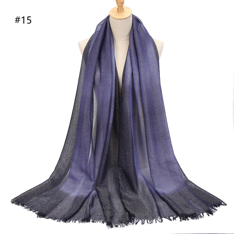 NEW Pashmina sliver thread hand-dye viscose tassles Soft scarf lady wraps Islamic bandana Muslim hijab Long muffler