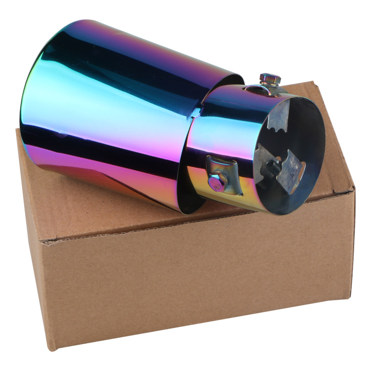 Car Exhaust Pipe Full Baked Blue Car Decorative Muffler Stainless Steel Exhaust Pipe Modification Tail Throat Universal