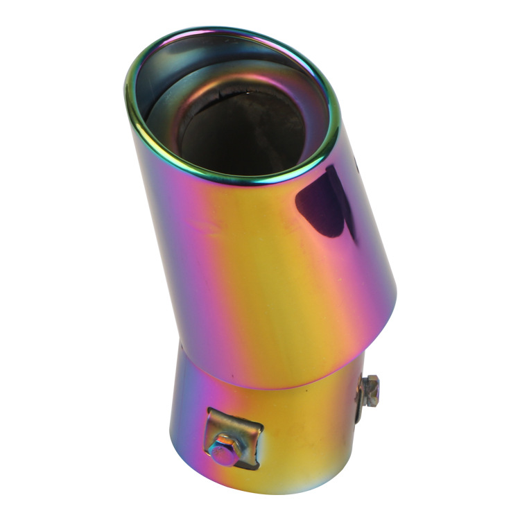Car Exhaust Pipe Full Baked Blue Car Decorative Muffler Stainless Steel Exhaust Pipe Modification Tail Throat Universal