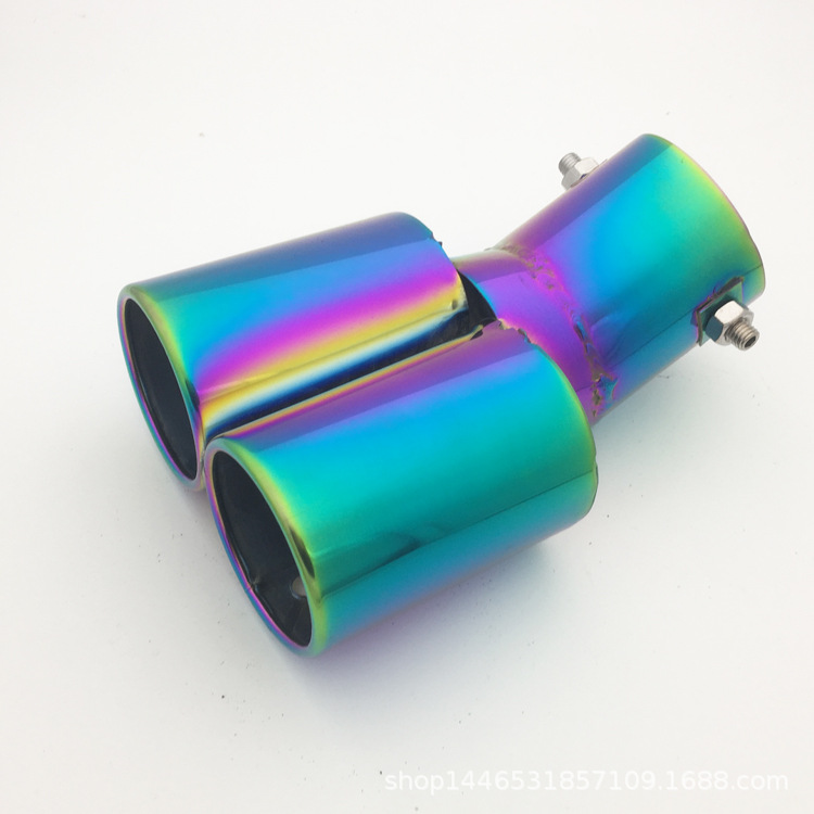 Color Double Outlet Exhaust Pipe Muffler Double Outlet Exhaust Pipe Tail Throat One out of Two Universal Double Tube