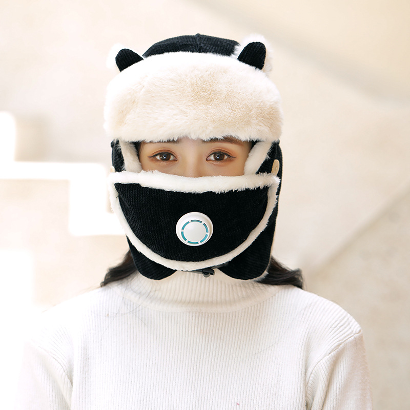 Autumn Fashion Pink Beanie Ushanka Pullover Winter Dome Cat Knitted Hat Breather Valve Ushanka