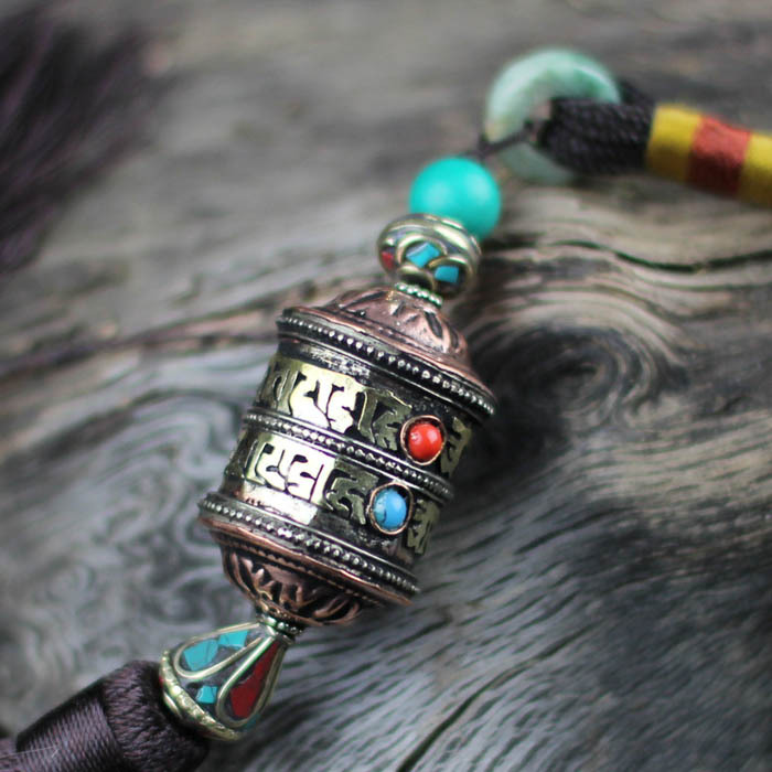 Wholesale Tibetan Jewelry Nepal Handmade Prayer Cylinder Car Decorations Tibet Characteristic Prayer Wheel Car Pendant