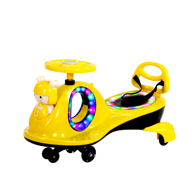 Baby Swing Car1-8 Years Old Swing Car Flashing Wheel with Music Universal Wheel Anti-Flip Children Luge Bobby Car