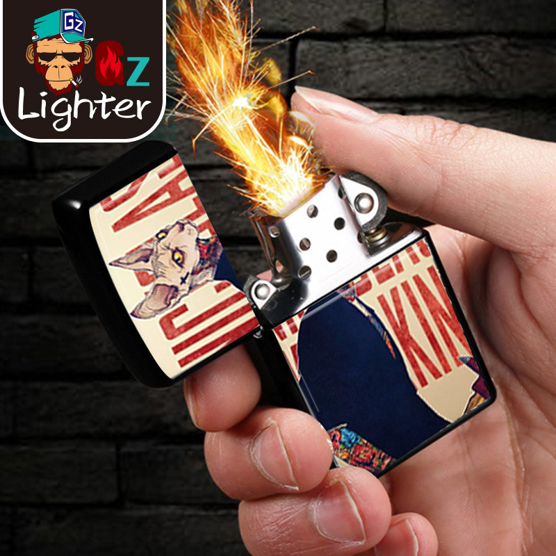 Grinding Wheel Kerosene Lighter Tide Picture Animal Cross-Border E-Commerce Creative Series Personalized Customization