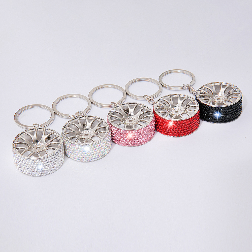 Cross-Border New Car Key Chain Diamond Creative Keychain Car Wheel Key Chain High-End Car Key Chain