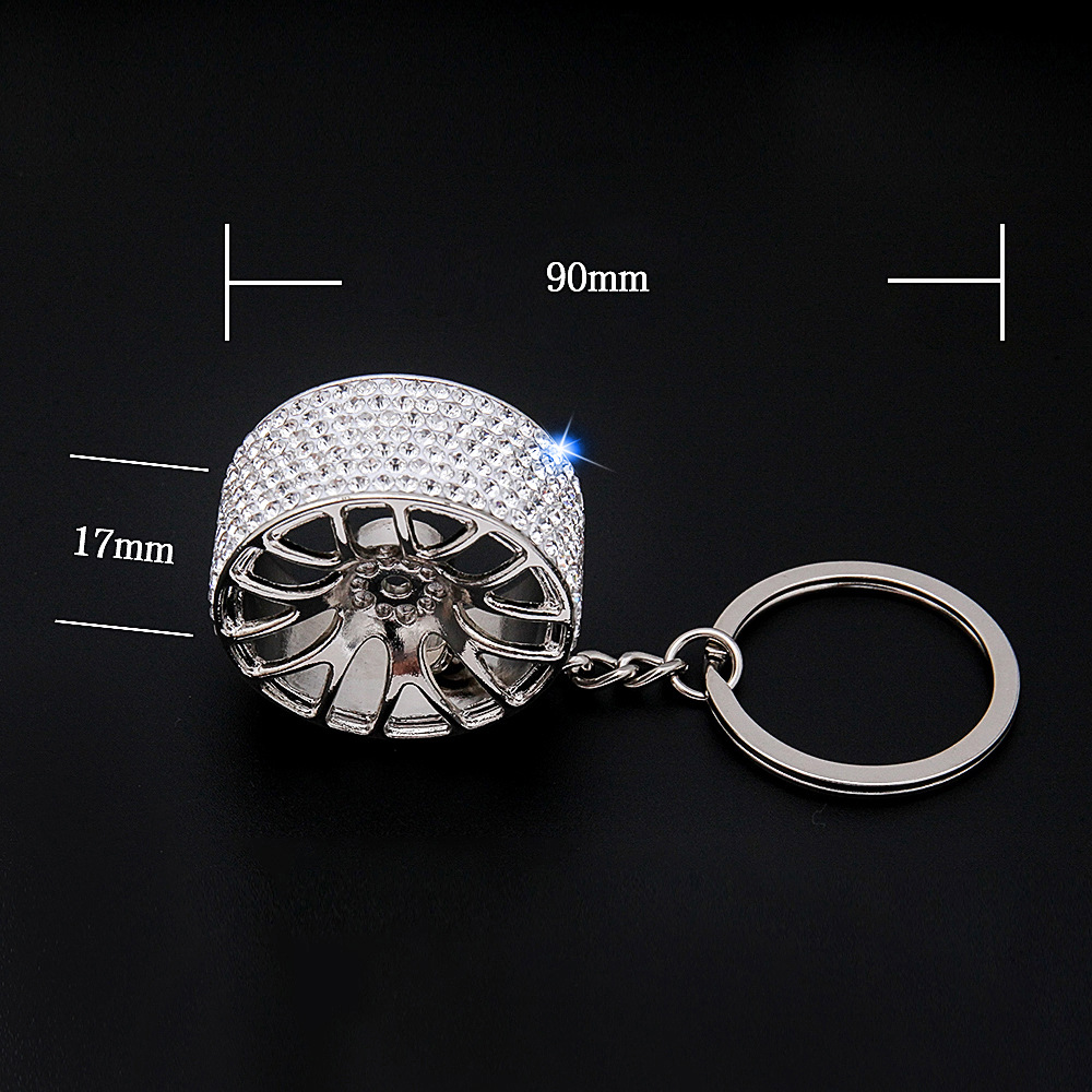 Cross-Border New Car Key Chain Diamond Creative Keychain Car Wheel Key Chain High-End Car Key Chain