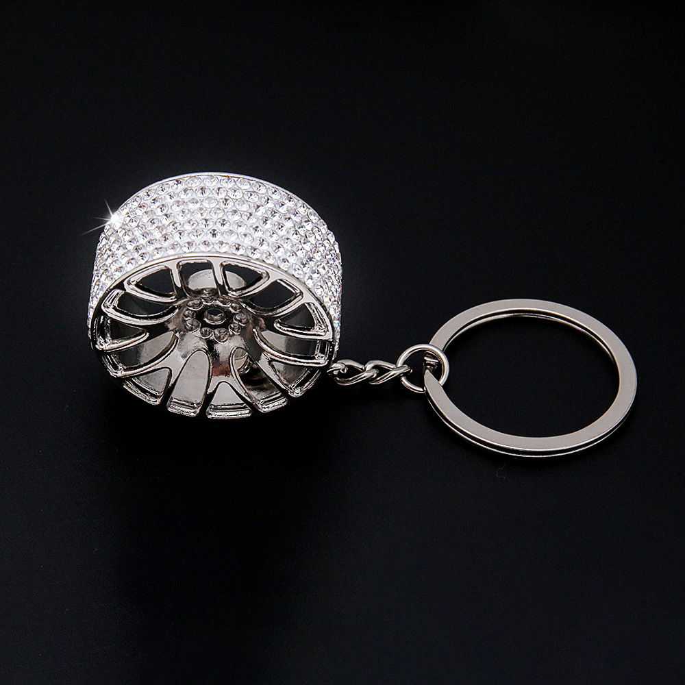 Cross-Border New Car Key Chain Diamond Creative Keychain Car Wheel Key Chain High-End Car Key Chain