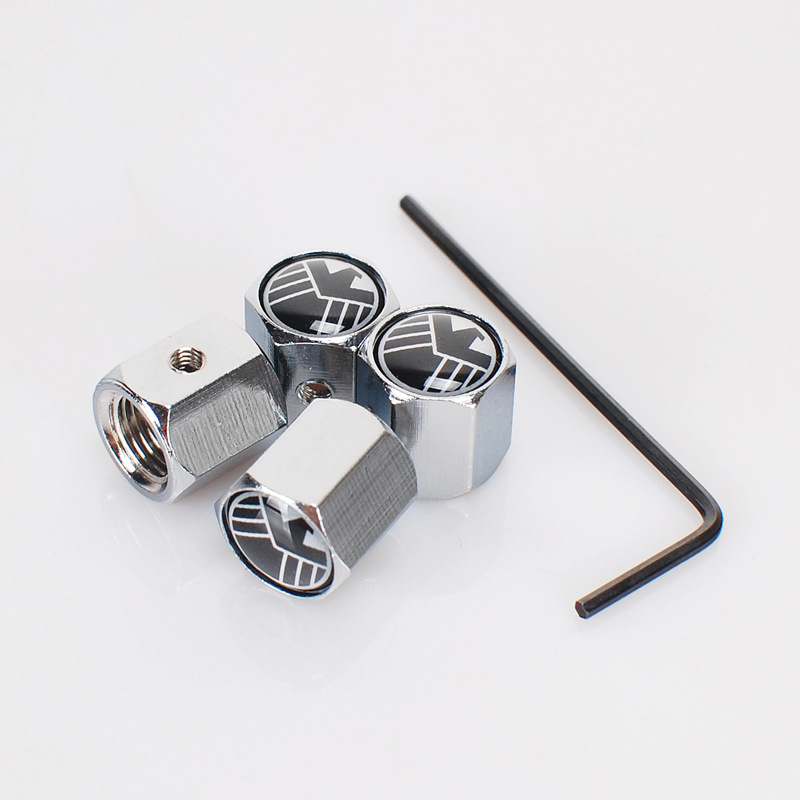 Car Tire Anti-Theft Car Copper Cap Wheel Hub Valve Core Dustproof Cap S. H. I. E. L. D. Modified Rim Valve Cap