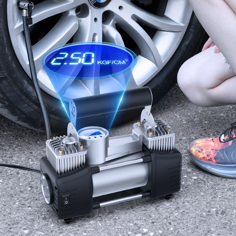 Coolpaixin VehicleMounted DoubleCylinder Air Pump HighPower Car Air Pump Wheel Tire 12V Electric High Pressure Tire Pump