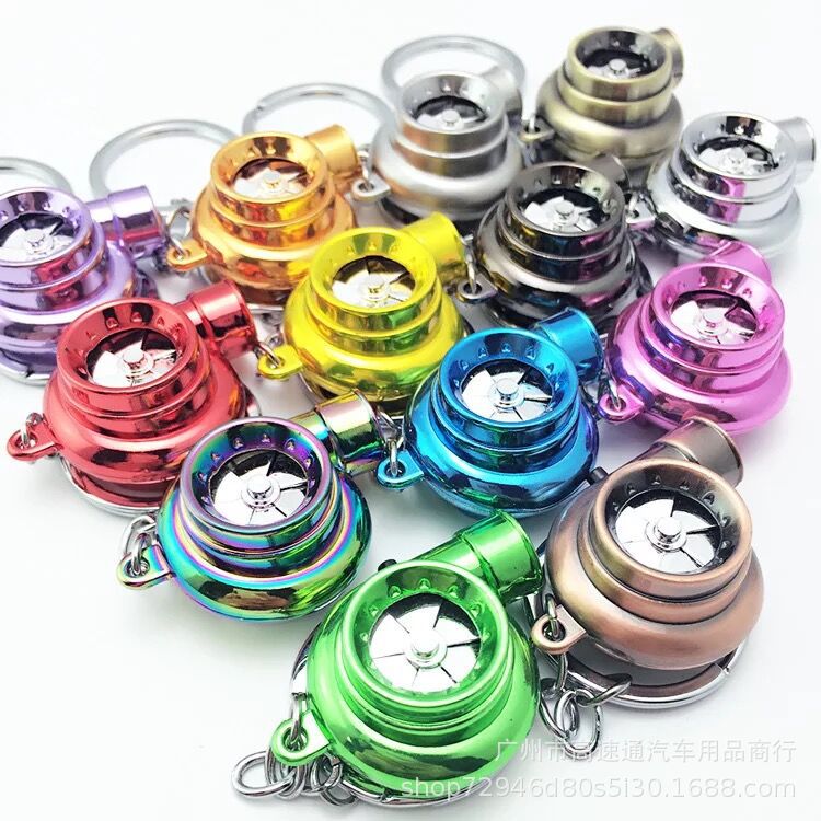 Cross-Border Dedicated Keychain Modified LED Light Turbine Modification Keychain Turbo Key Turbo Wheel Hub