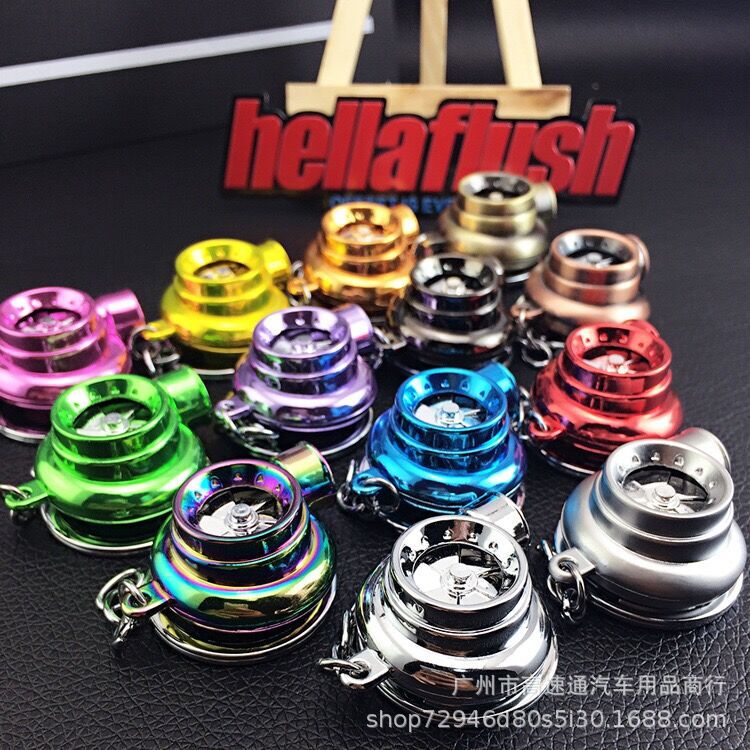Cross-Border Dedicated Keychain Modified LED Light Turbine Modification Keychain Turbo Key Turbo Wheel Hub