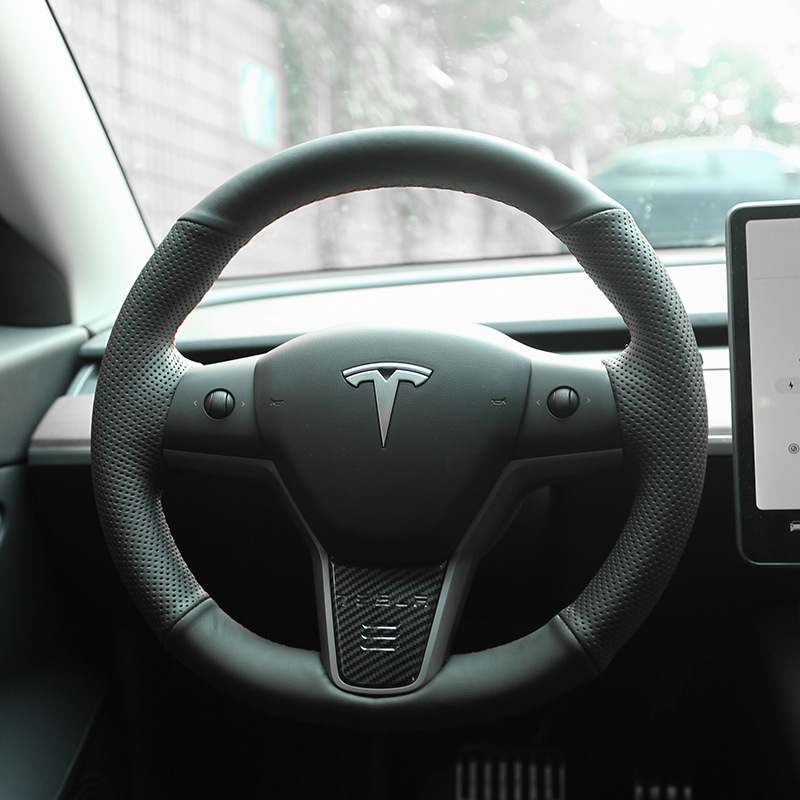 Suitable for Tesla MODEL3 Modely Steering Wheel Cover Suede High-End X/S Special Hand Sewing Steering Wheel Cover