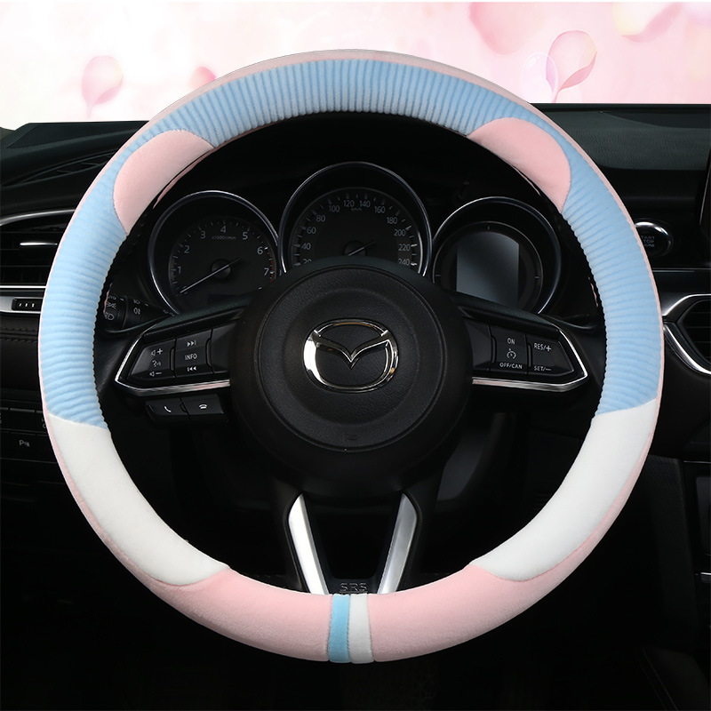 Car Steering Wheel Cover Cartoon Bear Car Handle Cover Autumn and Winter Plush Car Warm Non-Slip Steering Wheel Cover