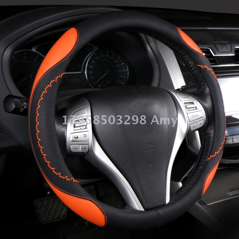 HOT SALE new fashionable embroidered full leather sports steering wheel cover automotive supplies
