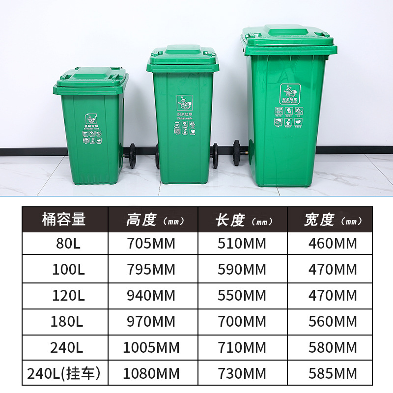 Outdoor Trash Bin School Community Property Street Four Sorting Trash Bin with Wheels with Cover Environmental Sanitation Waste Bin