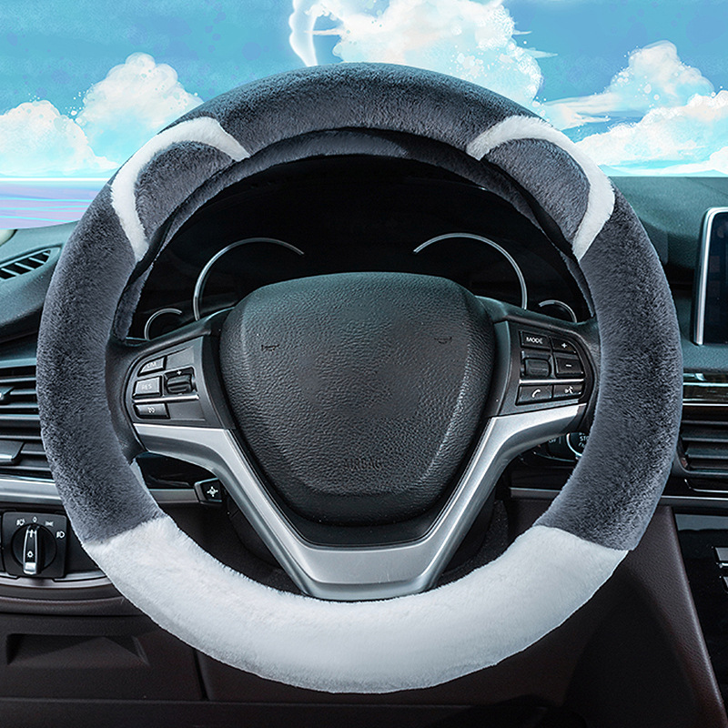 Wheel Cover Winter Imitate Rex Rabbit Fur Universal Car Steering Wheel Cover NonSlip Warm Car Handle Cover Generation