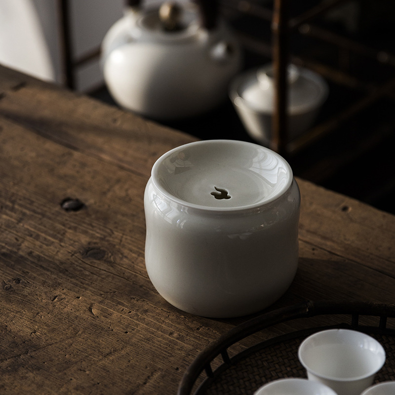 Grass and Wood Gray Glaze with Lid Xiangyun Filter Jianshui Washed Kung Fu Tea Set Tea Ceremony Zero with Tea Basin