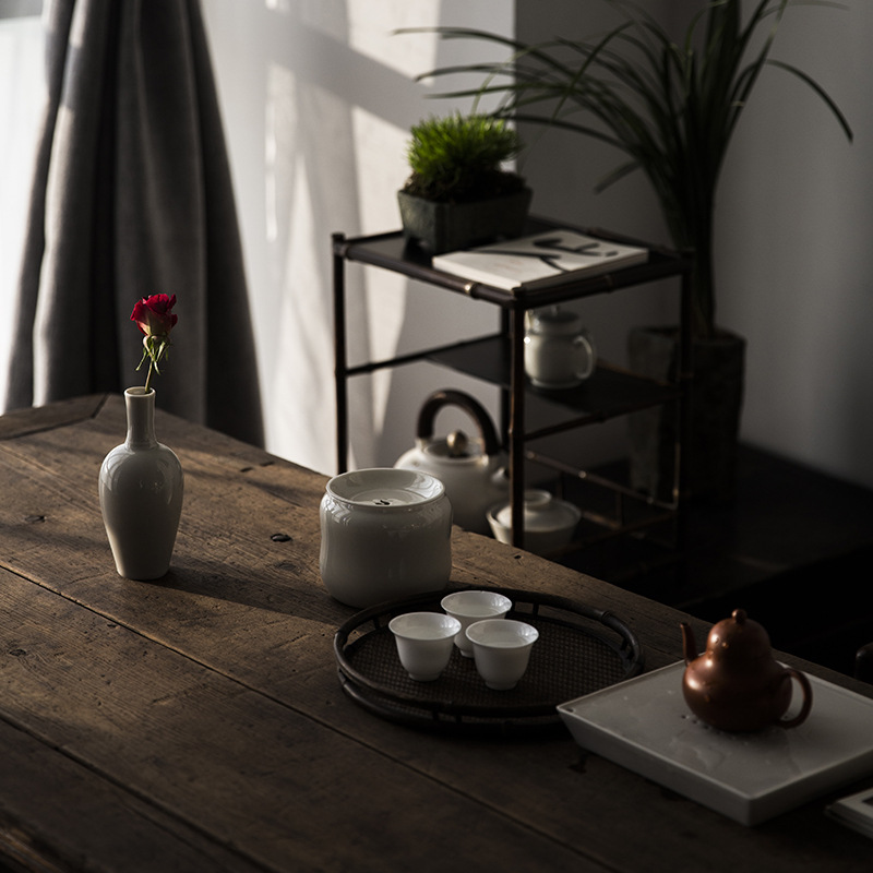 Grass and Wood Gray Glaze with Lid Xiangyun Filter Jianshui Washed Kung Fu Tea Set Tea Ceremony Zero with Tea Basin