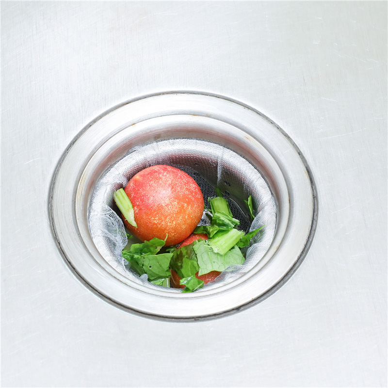 Sink Filter Net Washing Basin Floor Drain Drainage Water Cut Bag Draining Bag Anti-Blocking Garbage Bag 30 Pieces