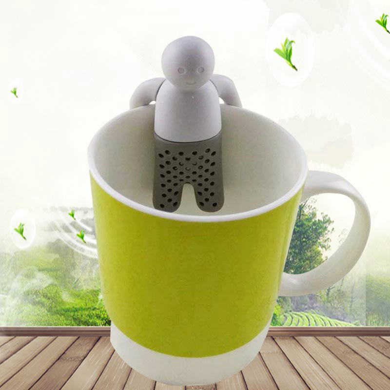 Factory Wholesale Mr. Tea Filter Bath Villain Tea Strainer Bag Creative Silica Gel Tea Hold Tea Strainer Villain Tea