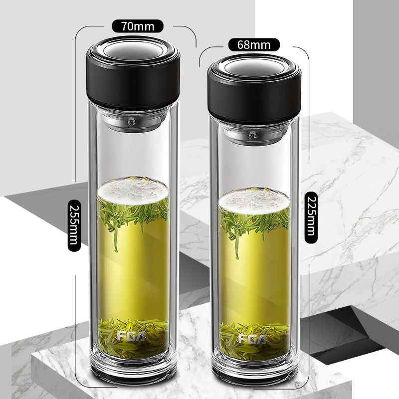 Fuguang Double Layer Glass Cup Household Filter Car Cup Portable Tea Cup Transparent Cup Wholesale Fb181040