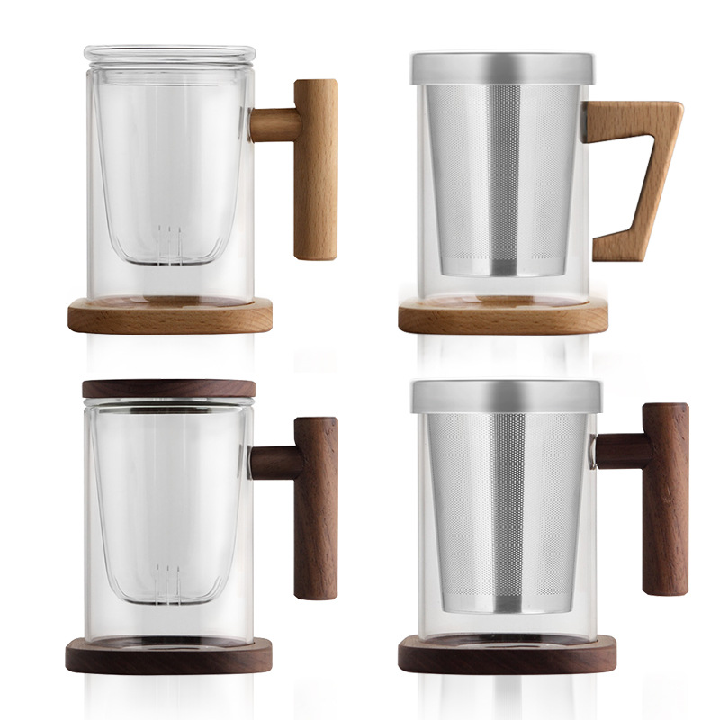 Heat-Resistant Thick Glass Tea Separation Filter Tea Cup with Lid Household Borosilicate Glass Flower Tea Teacup