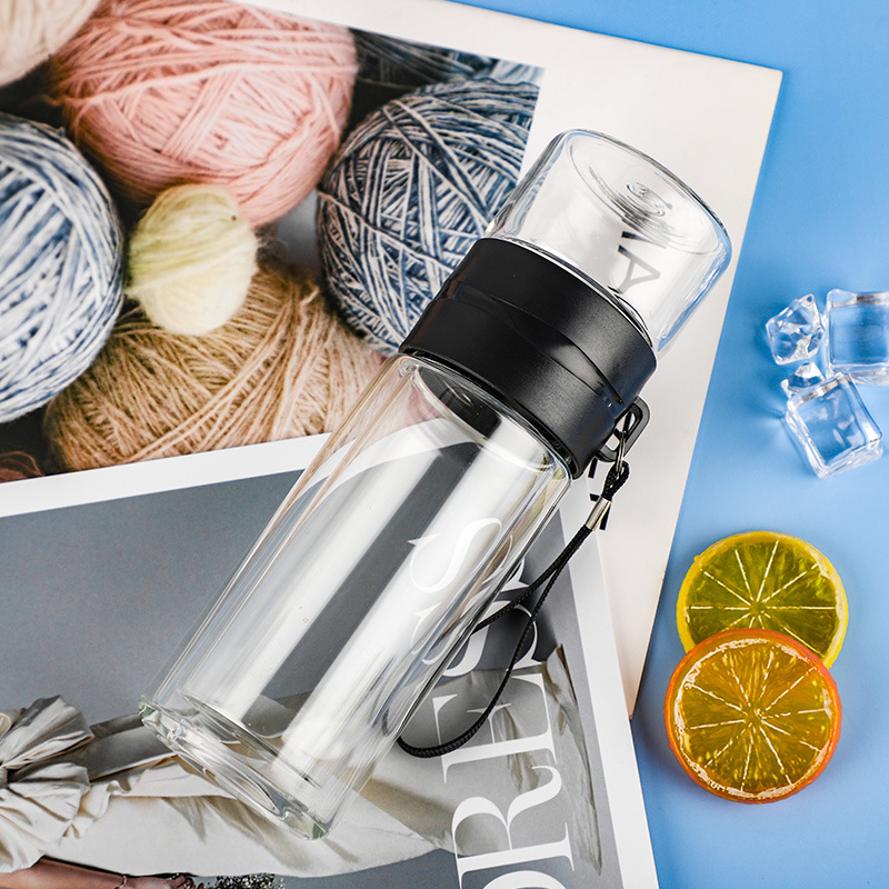 Glass Inner and Outer DoubleLayer Insulation Band Rope Holding Cup with Filter Screen Fashion Business Tea Cup