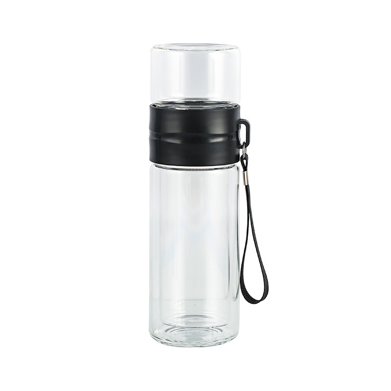 Glass Inner and Outer DoubleLayer Insulation Band Rope Holding Cup with Filter Screen Fashion Business Tea Cup