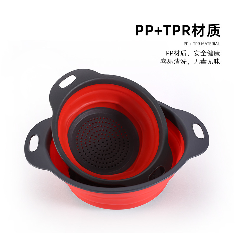 Manufacturer folding asphalt basket circular filter basket telescreen folding fruit blue rubber plastic basket large
