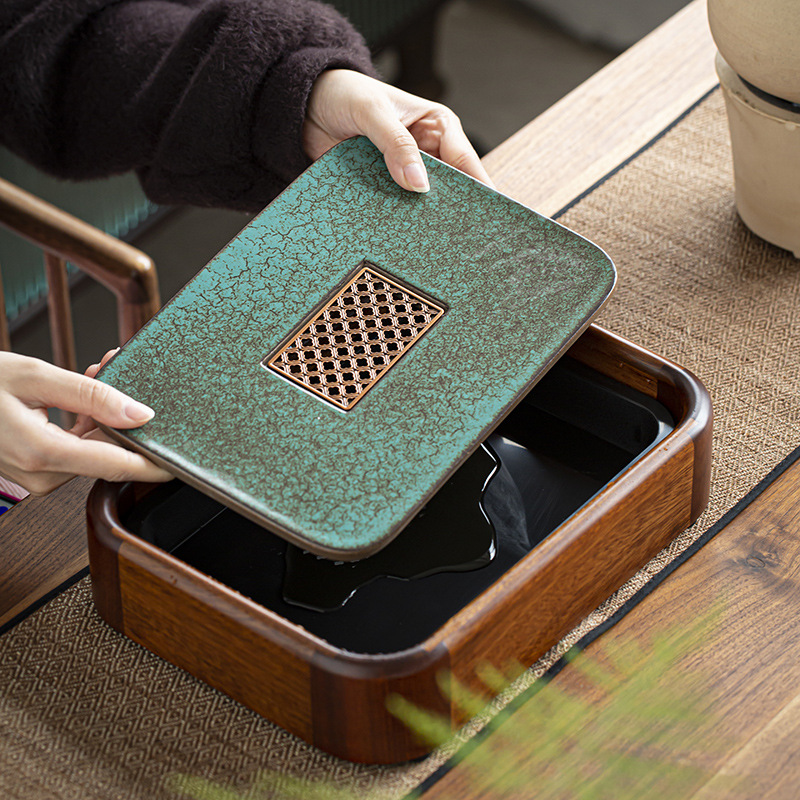 Solid Wood Mini Tea Tray Blackwood Rosewood Ceramic Tea Tray Water Storage Small Tea Table Bubble Filter Tea Tray Whole