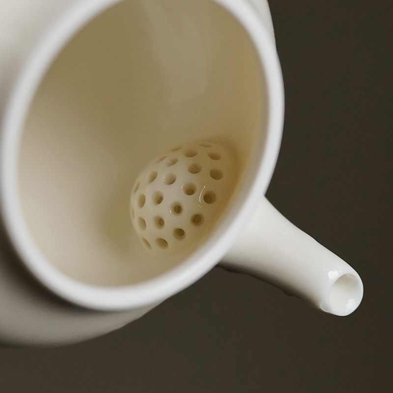 Gray PearShaped Pot Filter Ball Hole Teapot Apricot White Glaze Kung Fu Tea Set Tea Making Device Single Teapot