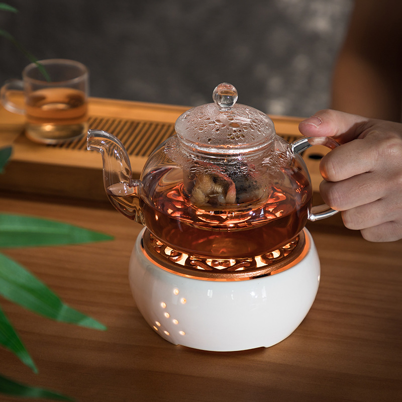 Boiled Teapot HeatResistant High Temperature Tea Cooker Filter Teapot Water Pot Tea Warmer Candle Base Flower Tea Set