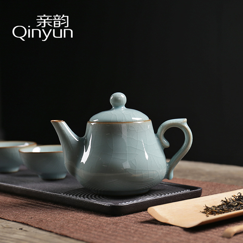 Pro-Rhyme Celadon Teapot Crackle Glaze Single Teapot Ceramic Kung Fu Tea Set Teapot Filter Teapot Large Household
